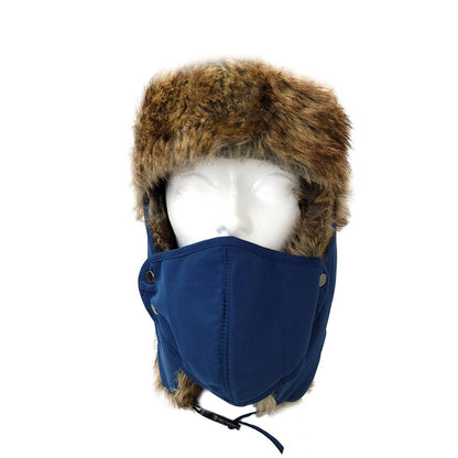 Trapper Hat-Faux Animal Fur with Detachable Mask - Multi-Coloured