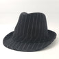 Fedora Hat - White Stripe, Black, M/L & L/XL