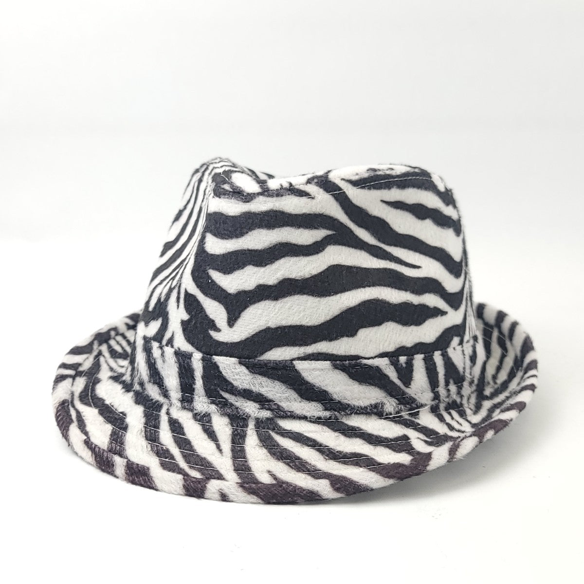 Fedora Hat - Zebra Print, Black & White Mix, L/XL