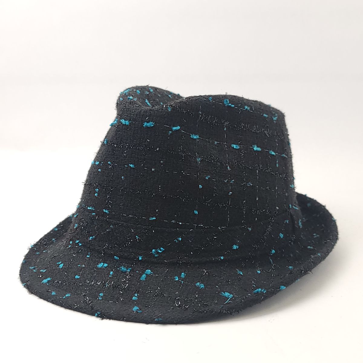 Fedora Hat - Glitter Plaid, Black, OS