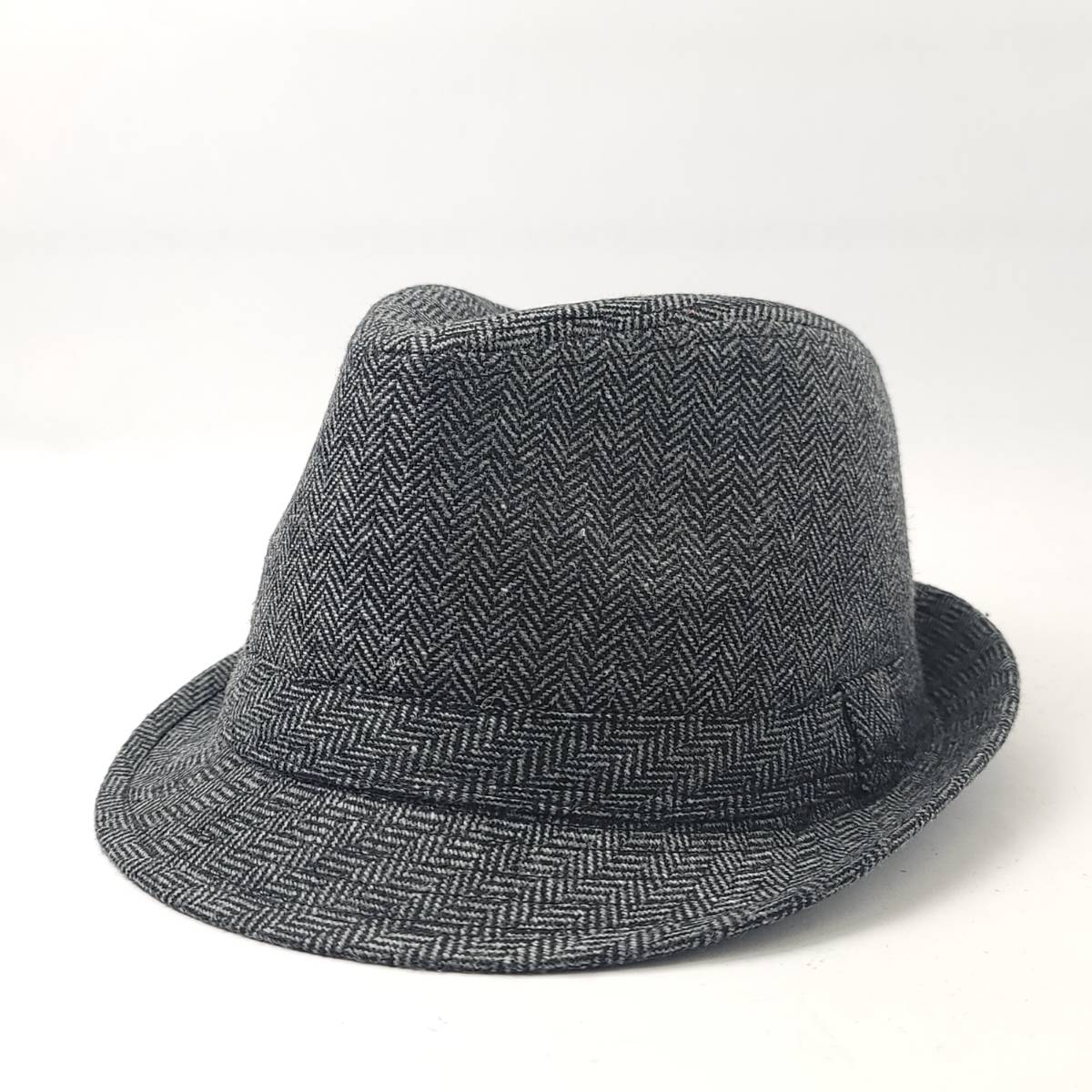 Fedora Hat - Herringbone, Dark Grey or Brown, OS