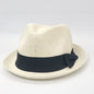 Fedora, 100% Straw & Ribbon Band -  Black or White, S/M & L/XL