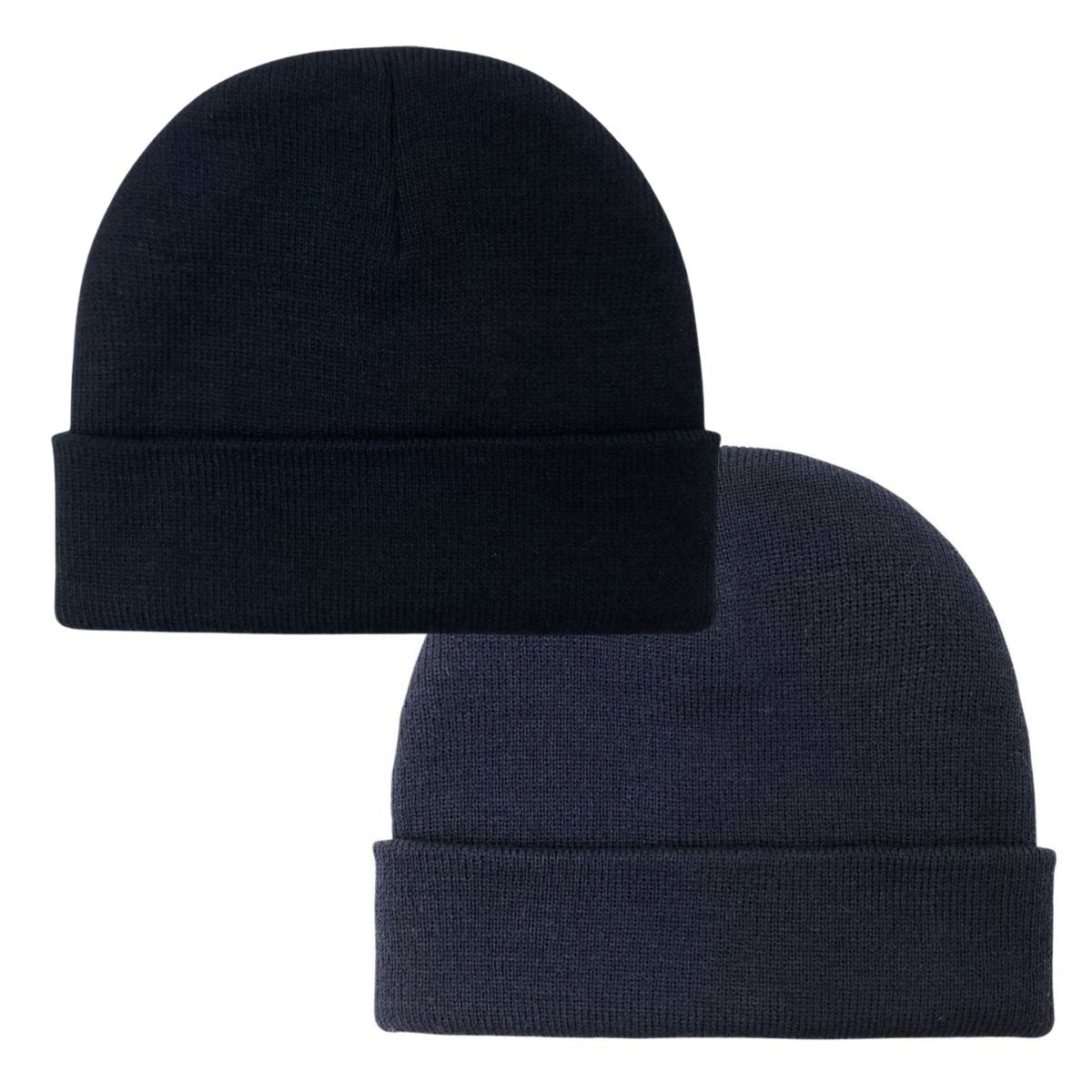 Fisherman Beanie - Black & Navy with Cuff