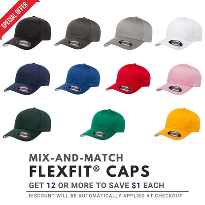 FLEXFIT® Wooly Combed Cap - 6277, Multi-Coloured, S/M & L/XL