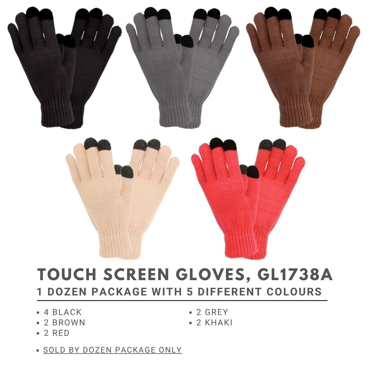 Touch Screen Gloves, GL1738A, Assorted Colour Package