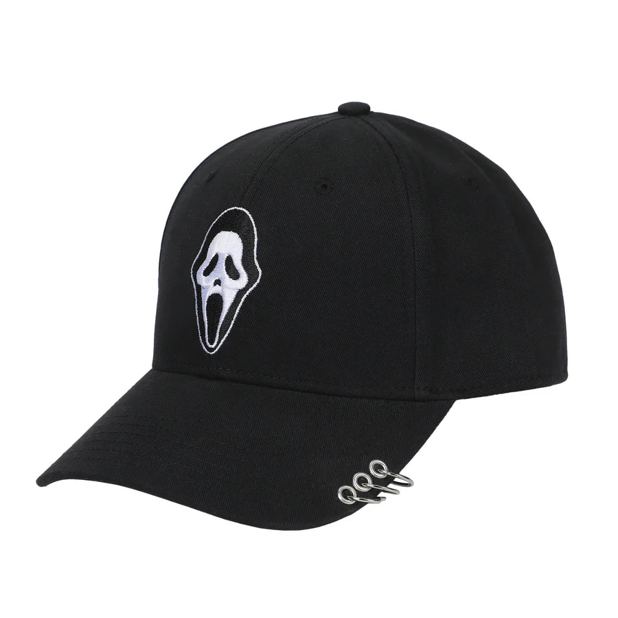 GHOST FACE - Character Embroidered AOP Men's Black Baseball Cap, 89GHF