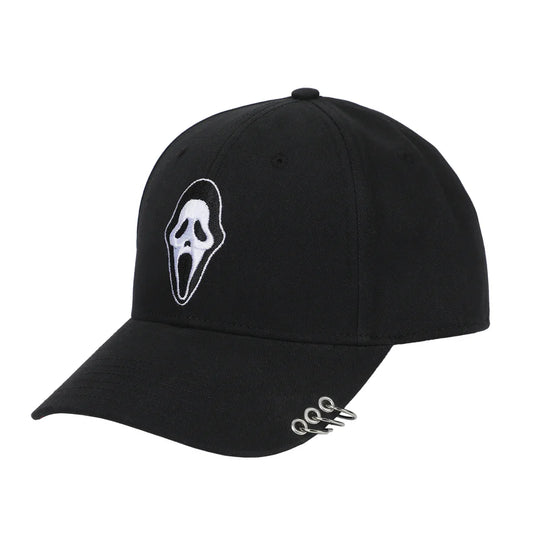 GHOST FACE - Character Embroidered AOP Men's Black Baseball Cap, 89GHF