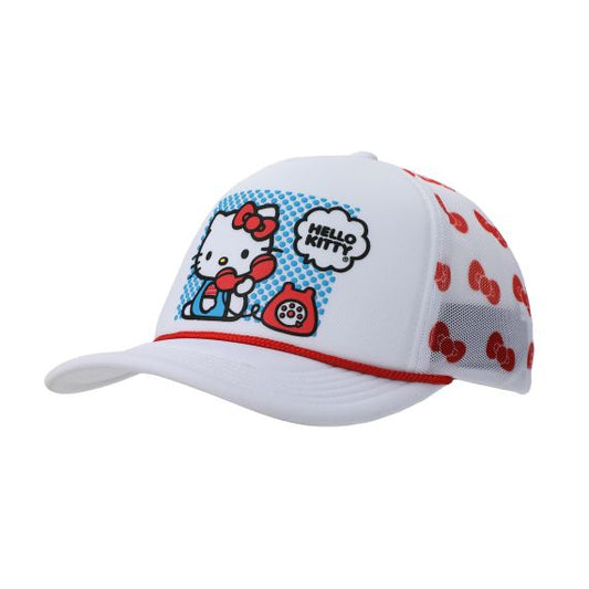 HELLO KITTY - Puff Print White Trucker Hat, TFHKC
