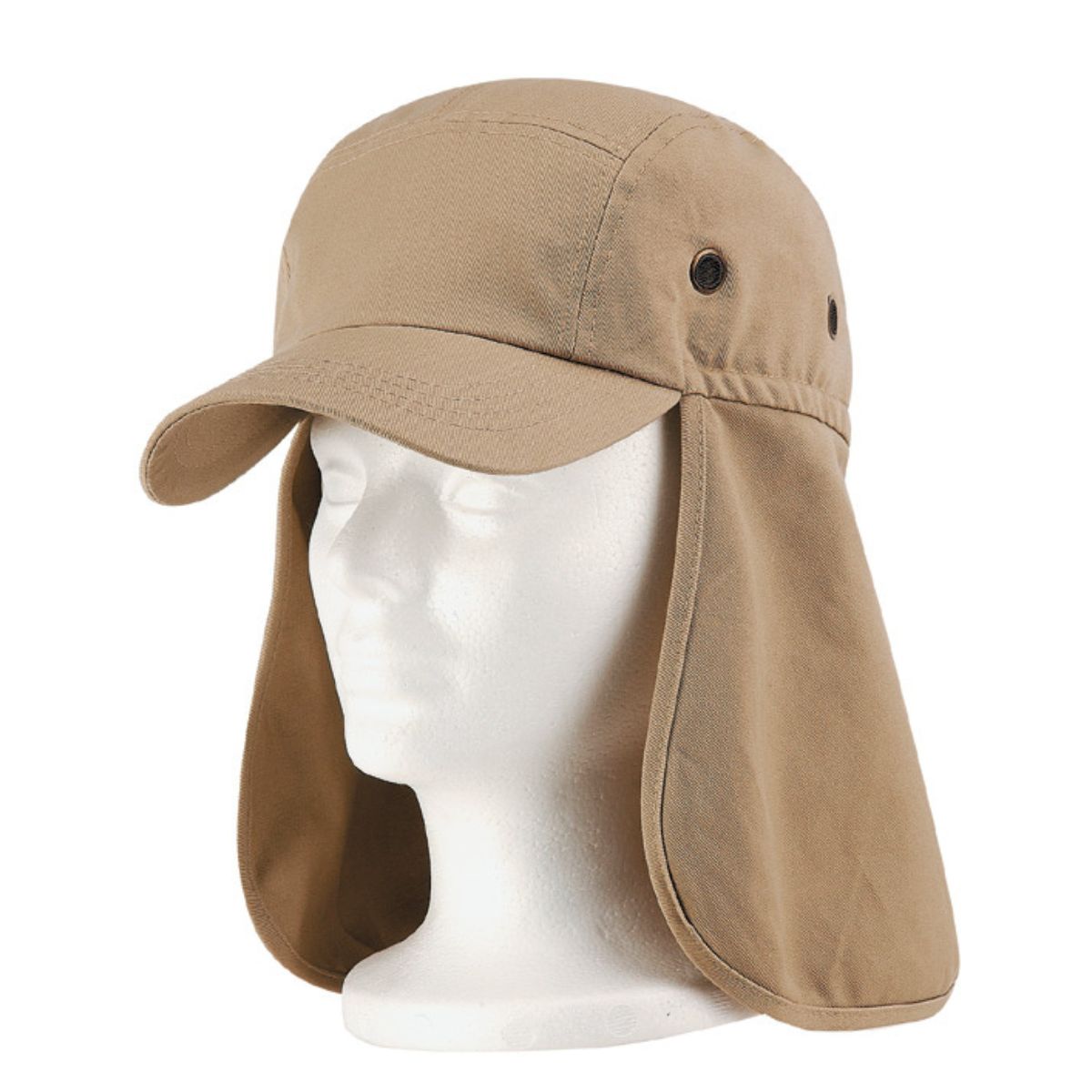 5 Panel Hiking Cap with Neck Cover, Various Colours, Adjustable