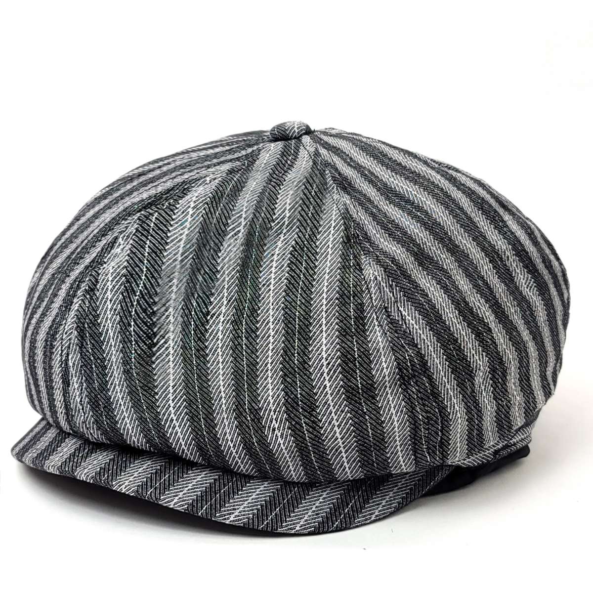 Newsboy Hat -DYW-6915, Vertical Stripes, Grey Colour,