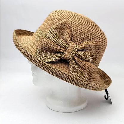 Dephine Sun Hat - Straw, Bow, OSFA