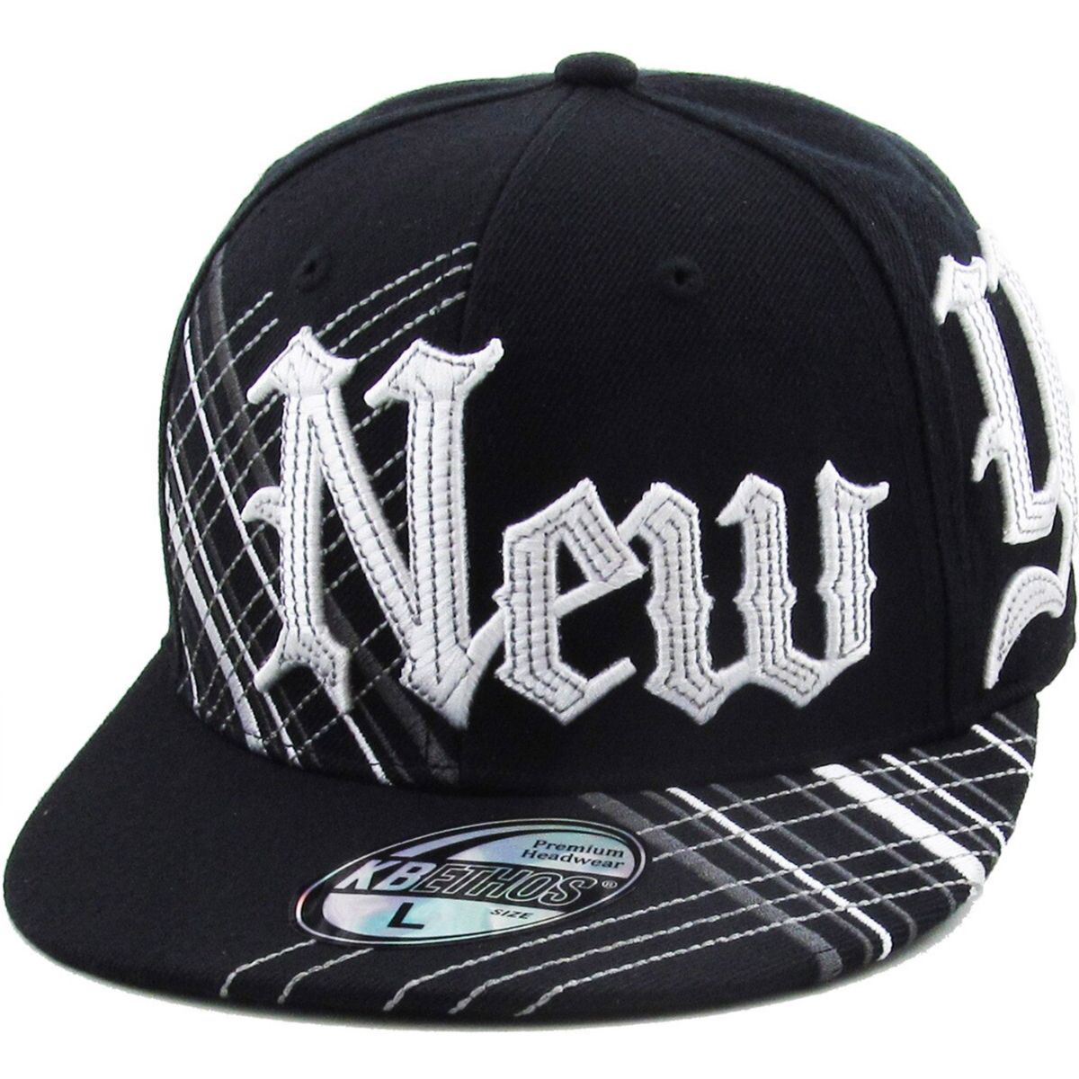 "New York" Logo Fitted Flat Cap - KBF251, Multi-Coloured