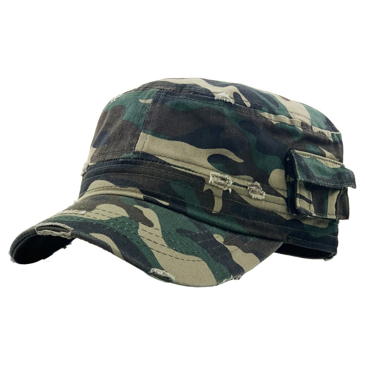 Military Cap - Vintage with Pocket, Multi-Coloured, Fitted
