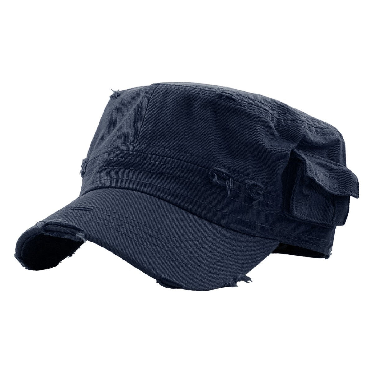 Military Cap - Vintage with Pocket, Multi-Coloured, Fitted