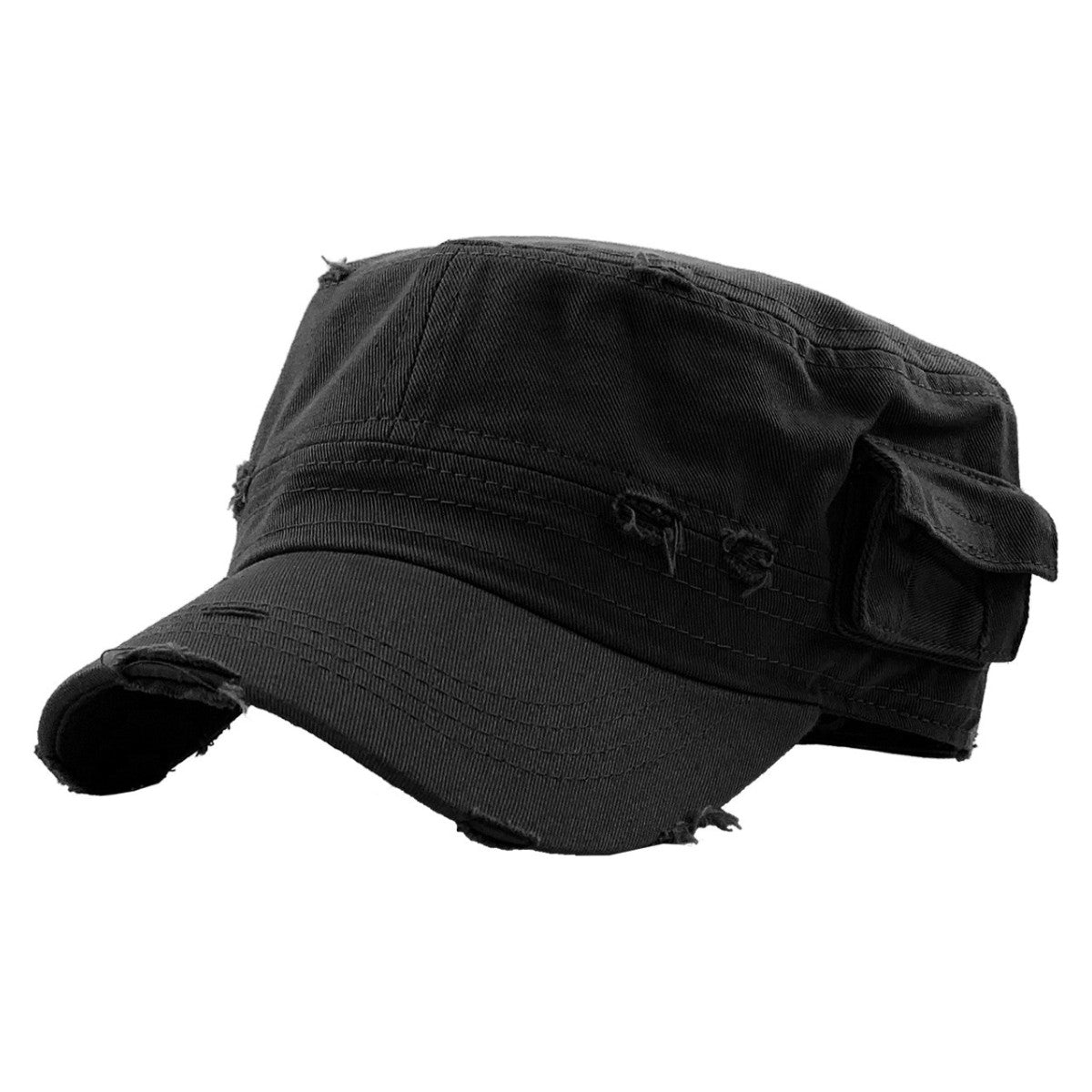 Military Cap - Vintage with Pocket, Multi-Coloured, Fitted