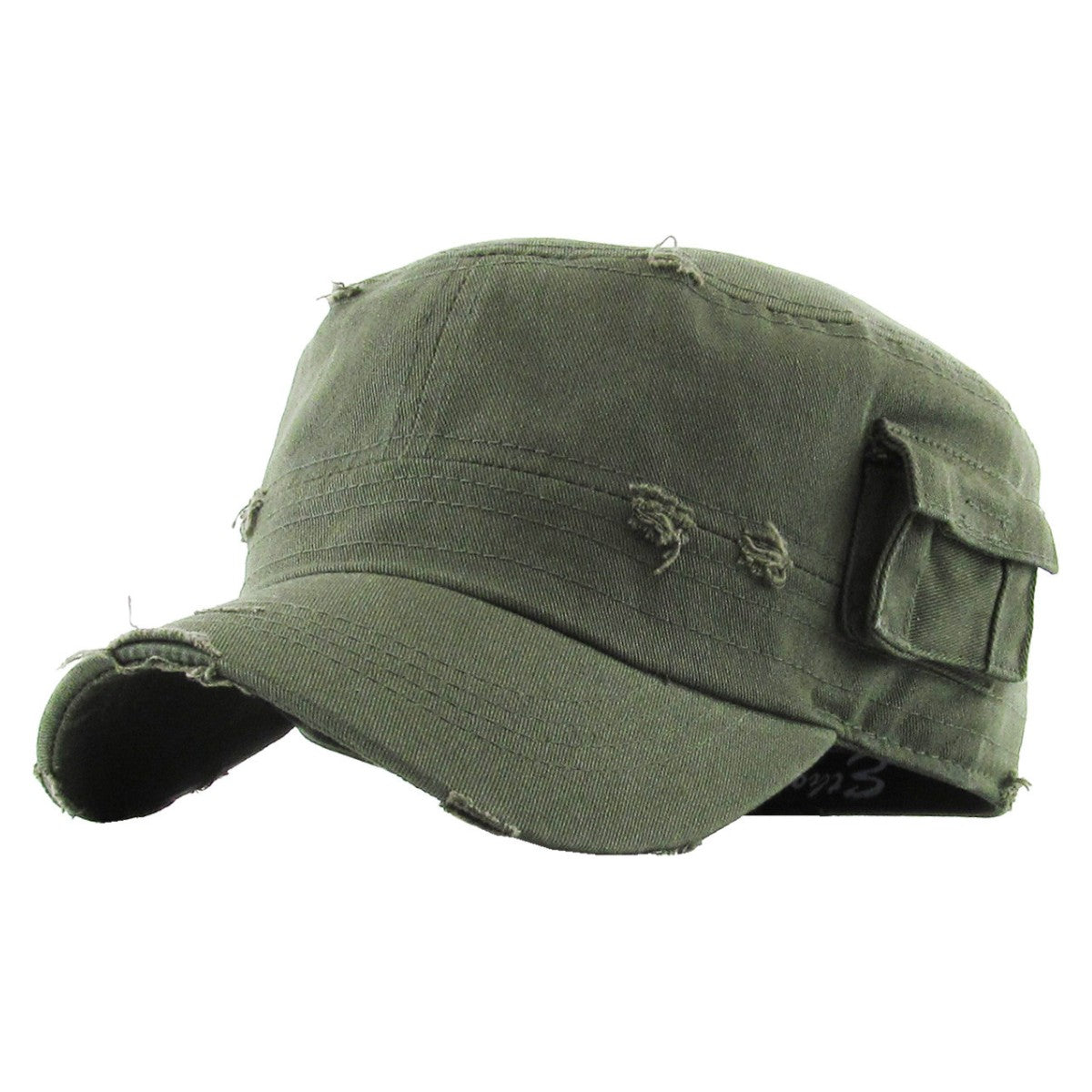 Military Cap - Vintage with Pocket, Multi-Coloured, Fitted