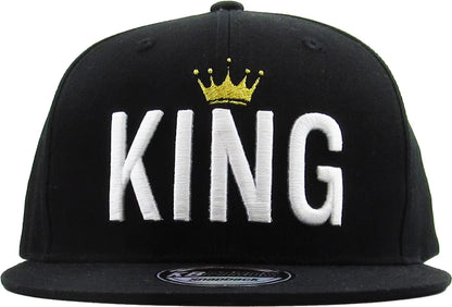 "KING" Logo Flat Bill Cap - Black, Adjustable