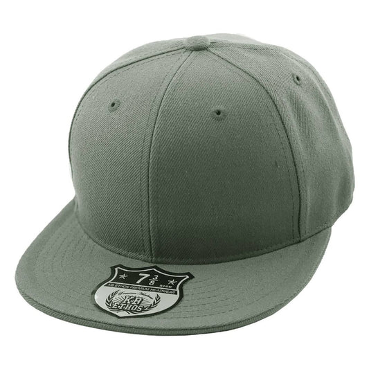 Fitted Flat Bill Cap - Dark Grey, Various Sizes