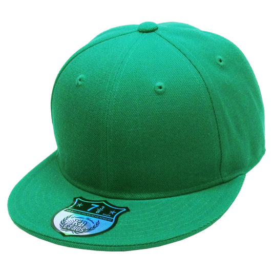 Fitted Flat Bill Cap - Kelly Green, Various Sizes