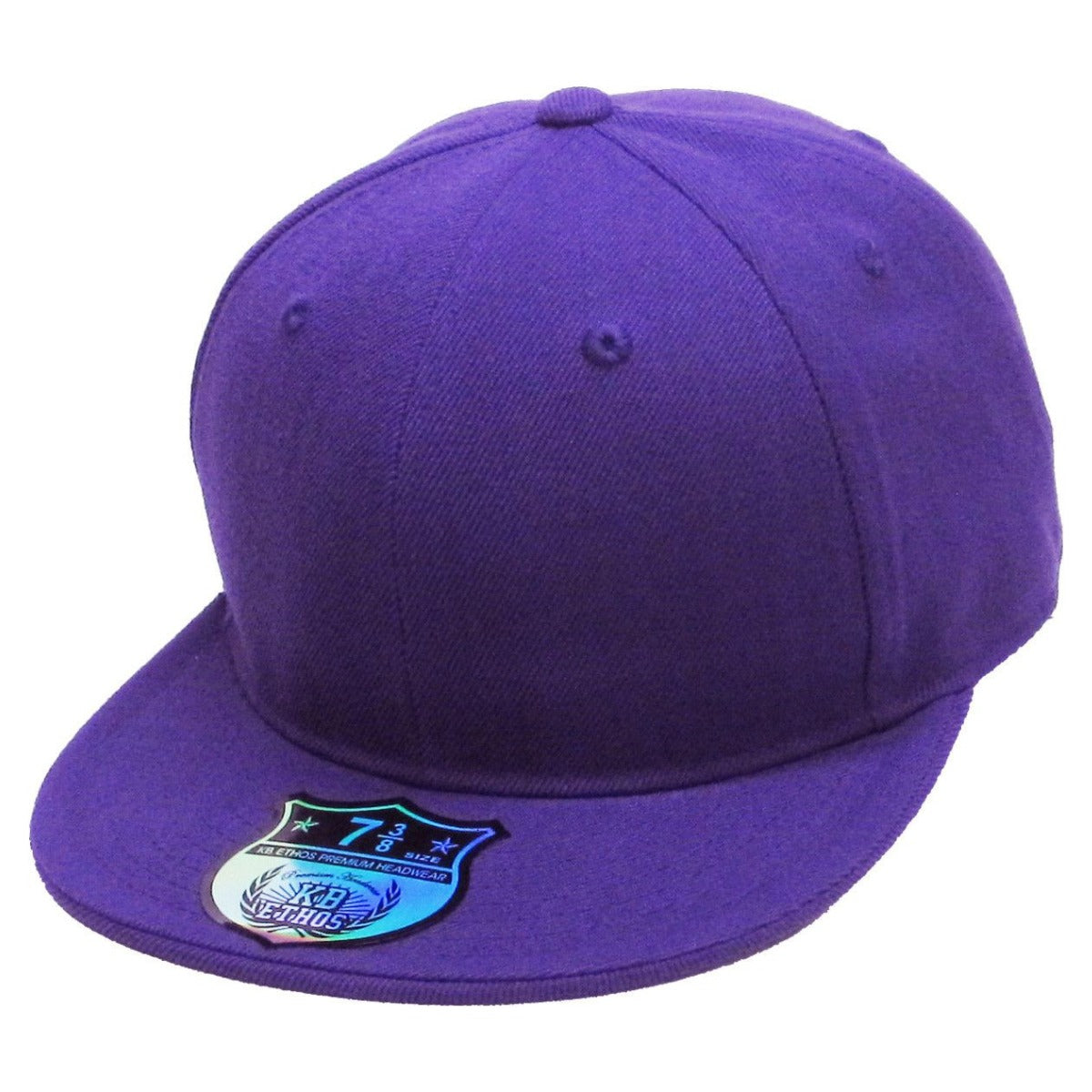 Fitted Flat Bill Cap - Purple, Various Sizes