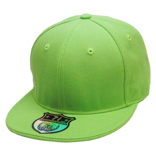 Fitted Flat Bill Cap - Lime, Various Sizes