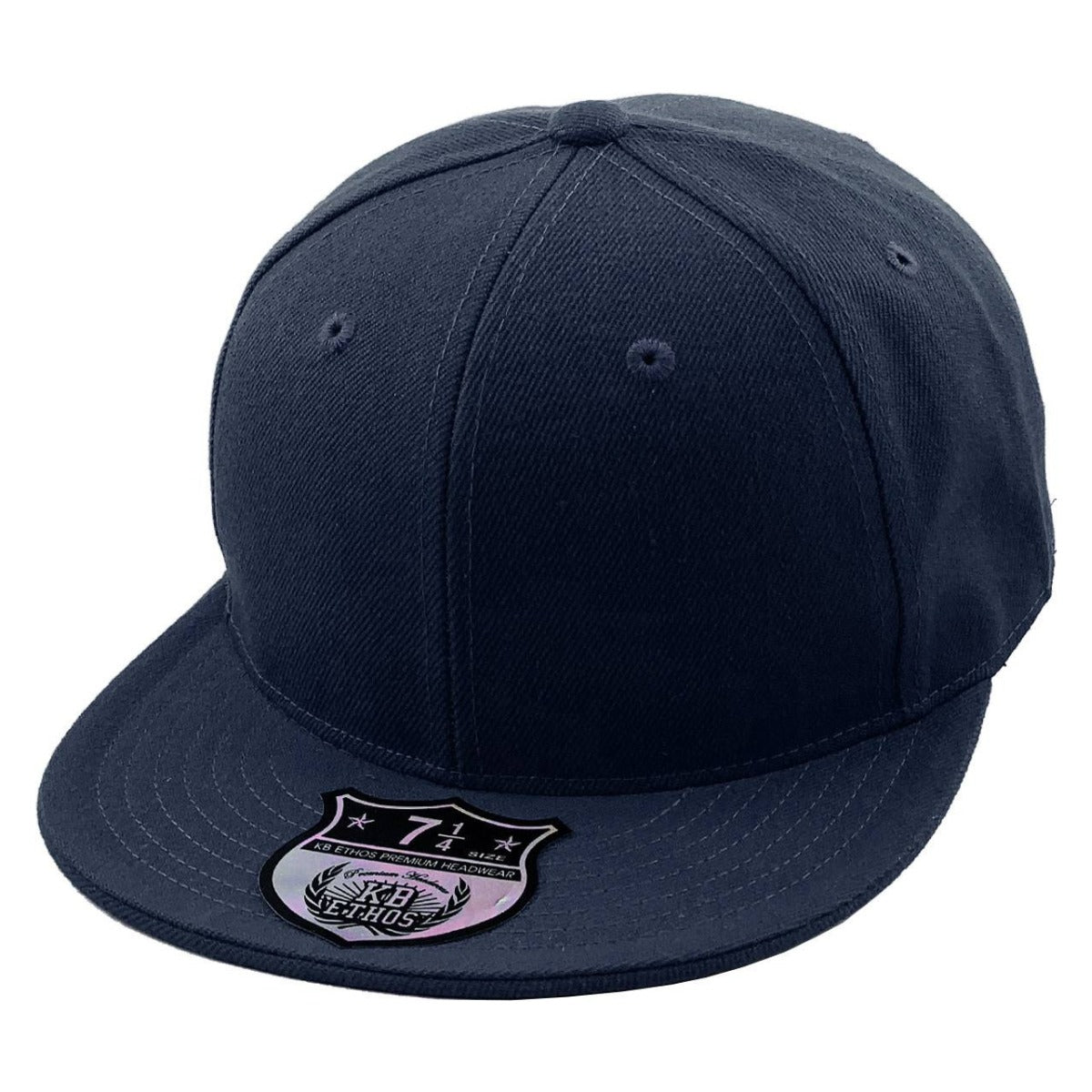 Fitted Flat Bill Cap - Navy, Various Sizes