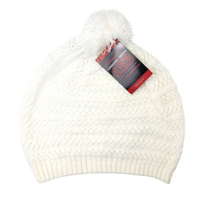 Slouchy Pom Beanie - White