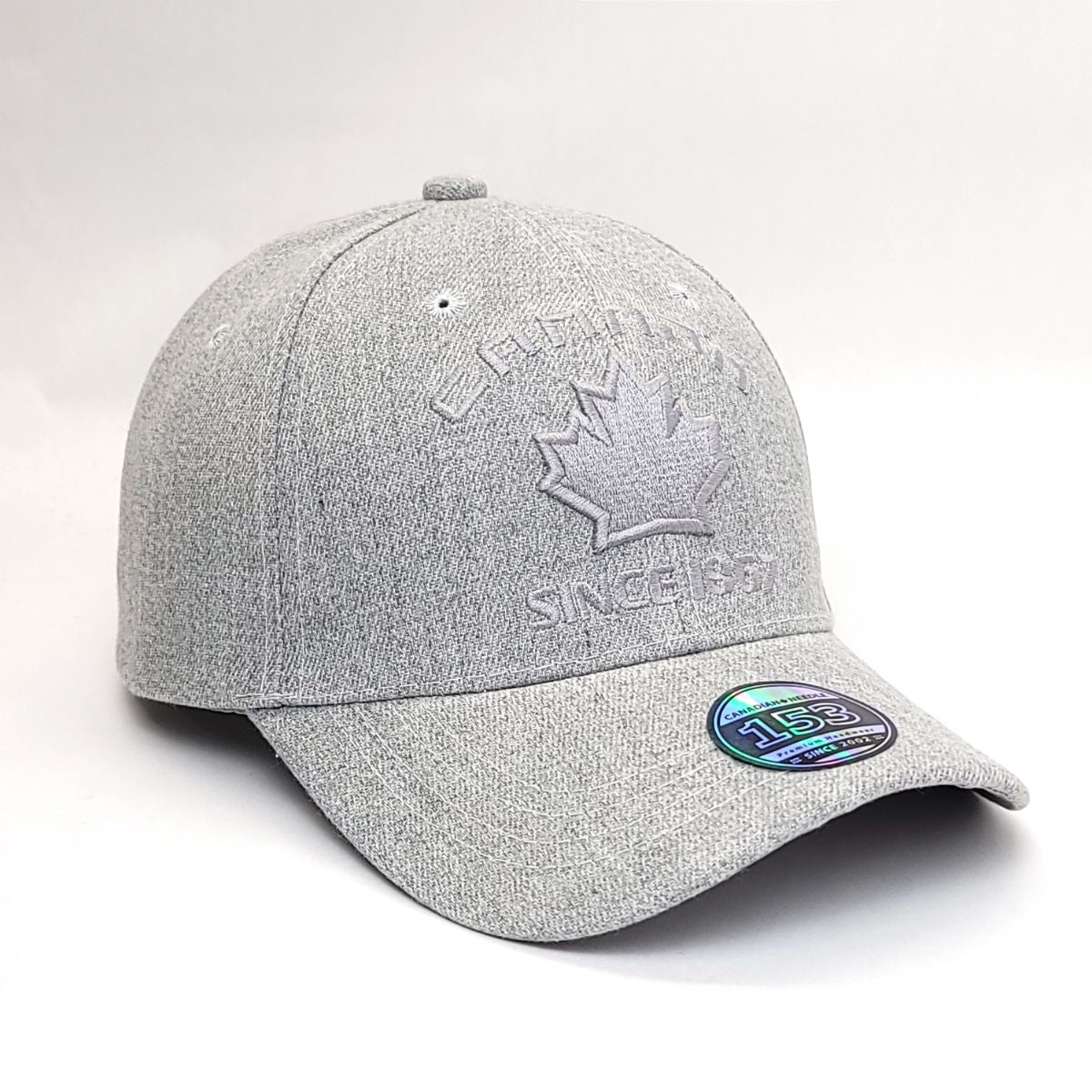 Canada Leaf Cap - Heather, Classic Baseball Cap with 3D Logo, Grey & Light Grey