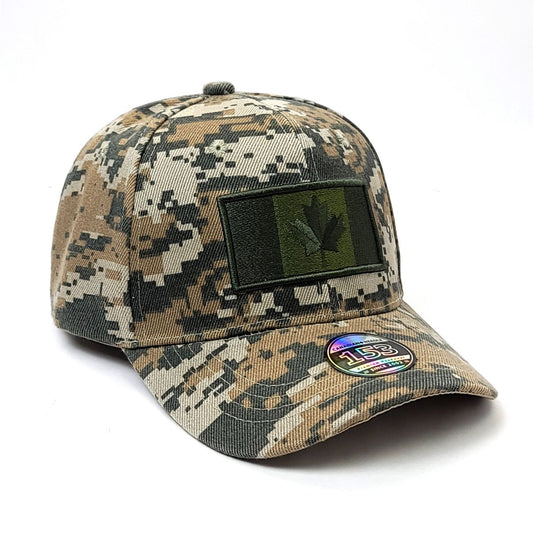 Canada Flag Cap - Digital Green Camo with Army Green Flag Logo, Adjustable