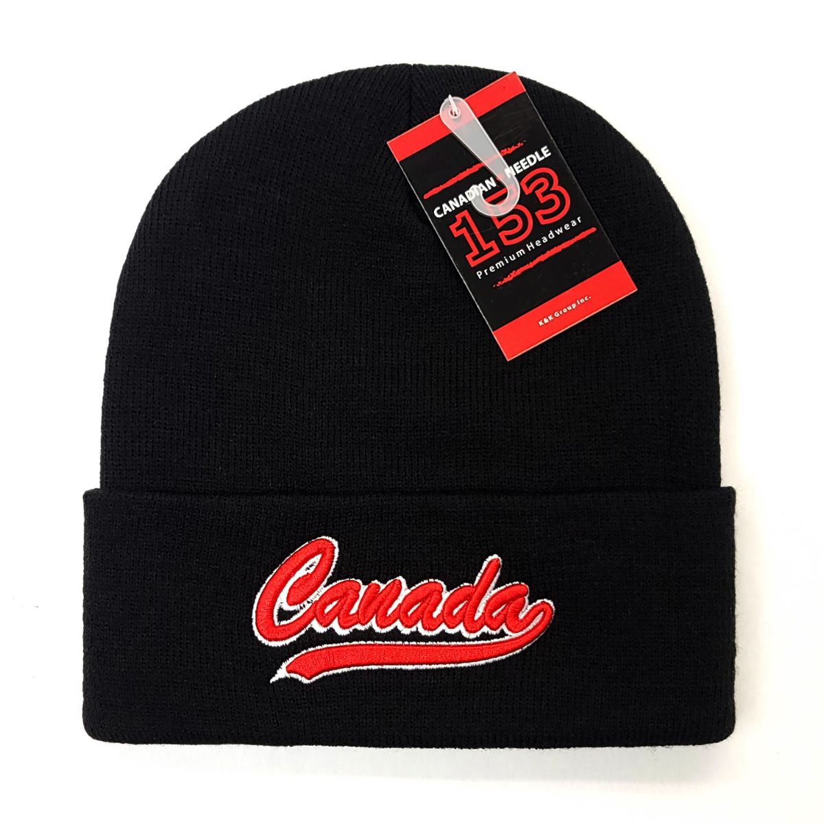 Canada Banner Knit Toque - KW1501BK, Cuff, Black