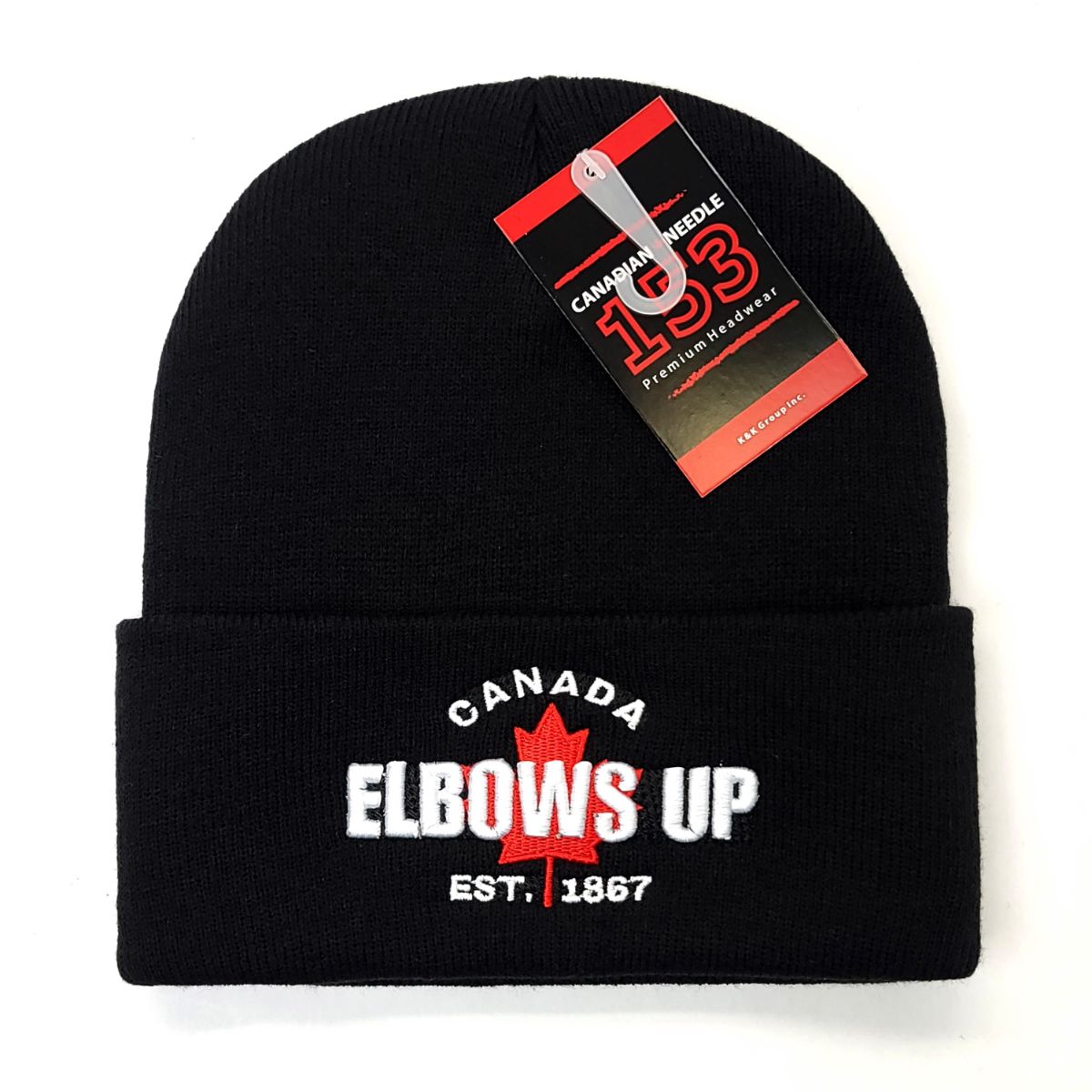 Elbows Up Knit Toque - KW2009BK, Cuff, Black