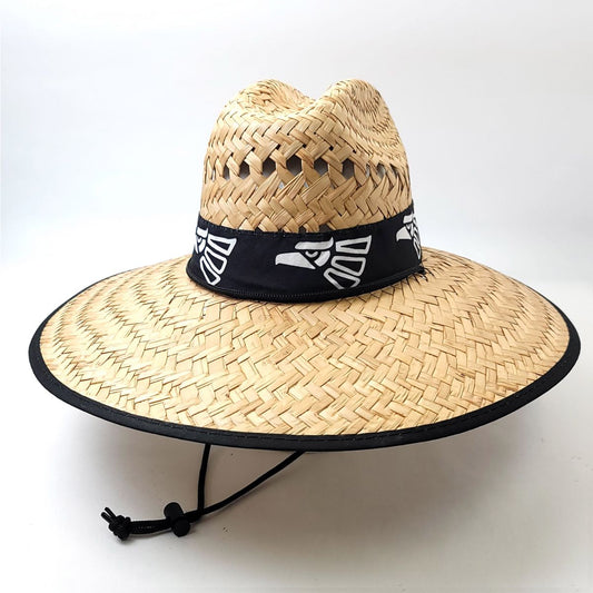 Mexican Wide Brim Straw Hat, Black Band - Eagle, Natural Colour