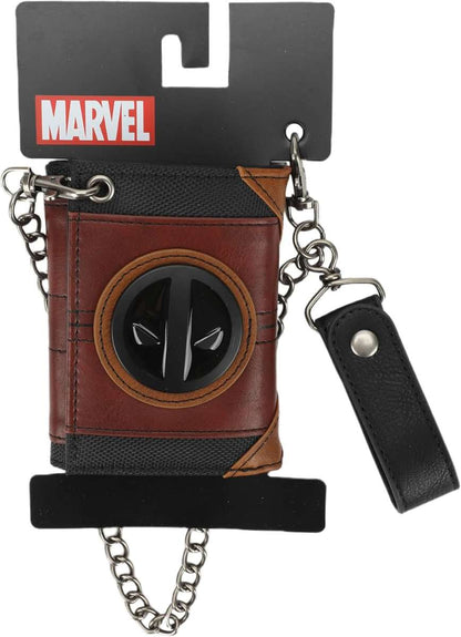 Marvel Deadpool Metal Badge Symbol Trifold Chain Wallet