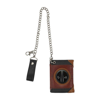 Marvel Deadpool Metal Badge Symbol Trifold Chain Wallet