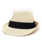 Fedora Hat FD107- 100% Straw, Natural & Black, S/M & L/XL