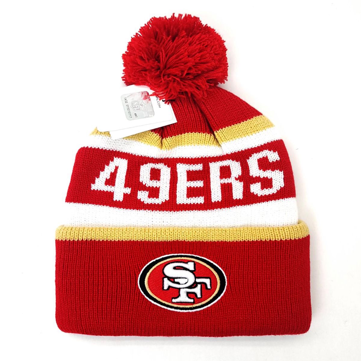 San Francisco 49ers Pom Knit Toque - Whitaker, Red with 49ers Wordmark