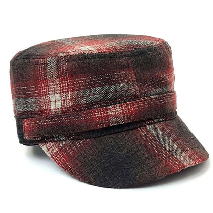 Cadet Cap -SN3929, Tartan Plaid, Red & Purple