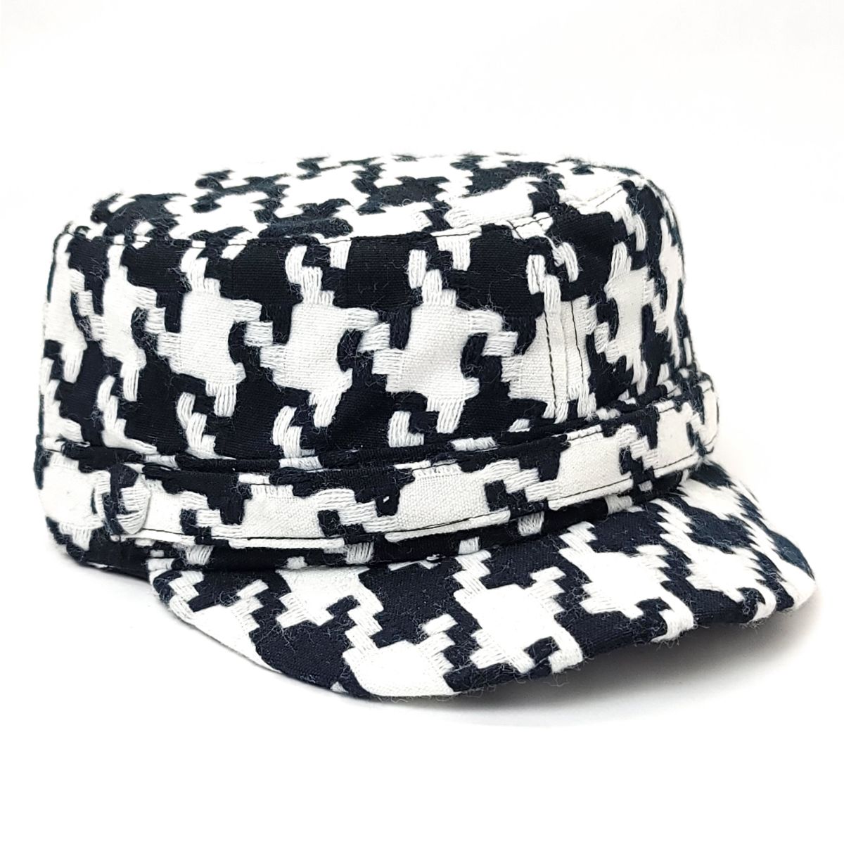 Cadet Cap - Houndstooth, XO41, Black and White