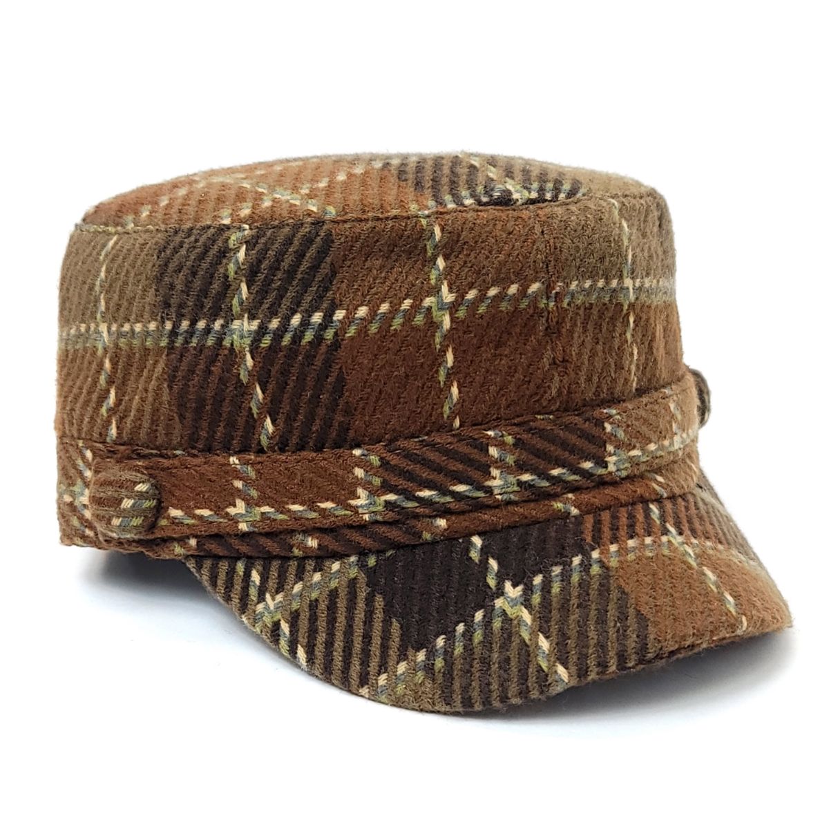 Cadet Cap - Knitted Plaid, G8017, Brown Mix Colour