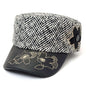 Cadet Cap -07WM19A, Knitted, PU Leather Visor, Multi Colour