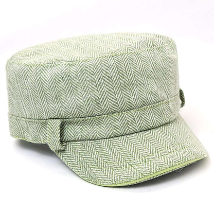 Cadet Cap - Herringbone, Belt Loops, Green & Sky Blue