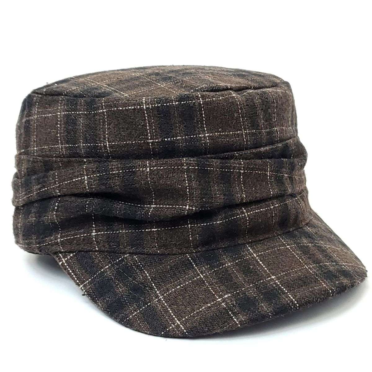 Cadet Cap -17072, Plaid with Folds, Multi-Coloured