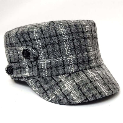 Cadet Cap - Plaid with Buttons, 19099, Multi-Coloured