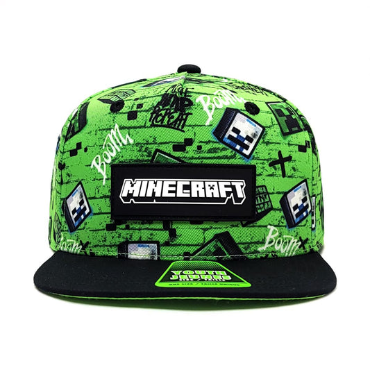 Youth, Minecraft Creeper Graffiti Neon Green Snapback Hat, STMNC