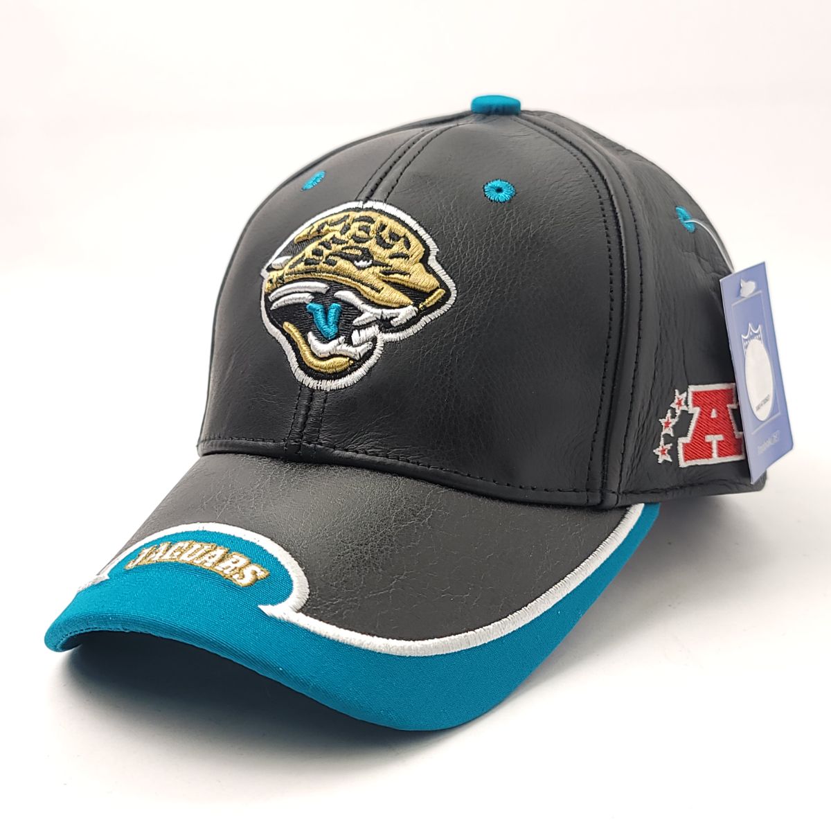 Jacksonville Jaguars Cap - Leather, Black, Adjustable