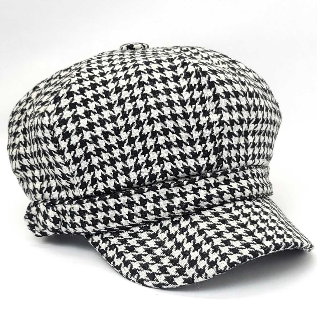 Newsboy Hat - Houndstooth, Brown & Black