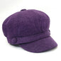 Newsboy Hat - Knitted Corduroy, Purple & Brown