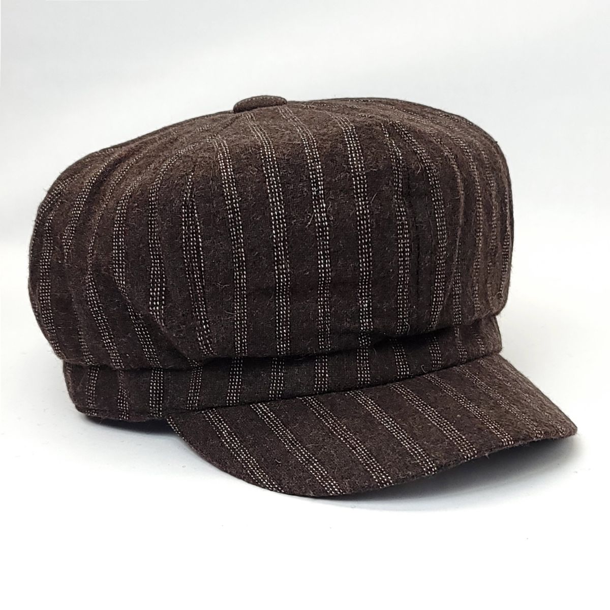 Newsboy Hat - Stripes, Brown & Black