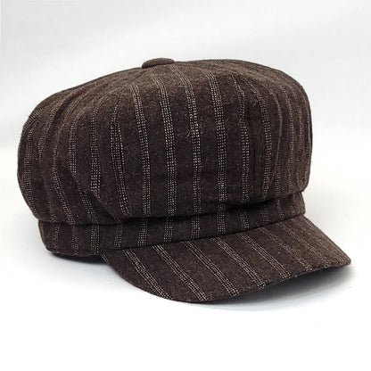 Newsboy Hat - Stripes, Brown & Black