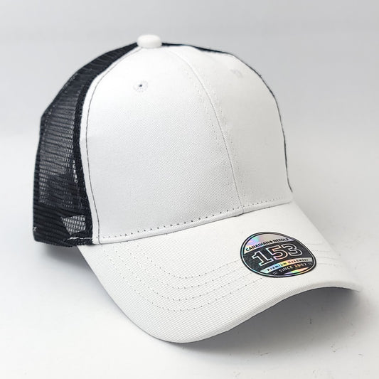 Trucker Cap - 153, Cotton Structured,  Black Mesh, Adjustable